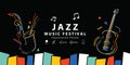 Jazz music festival banner poster illustration vector. Background concept. Royalty Free Stock Photo