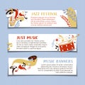 Jazz music festival hand drawn vector banner template set