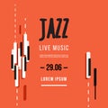 Jazz music festival, poster background template. Keyboard with music keys. Flyer Vector design Royalty Free Stock Photo