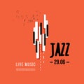 Jazz music festival, poster background template. Keyboard with music keys. Flyer Vector design Royalty Free Stock Photo