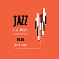 Jazz music festival, poster background template. Keyboard with music keys. Flyer Vector design Royalty Free Stock Photo