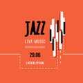 Jazz music festival, poster background template. Keyboard with music keys. Flyer Vector design Royalty Free Stock Photo