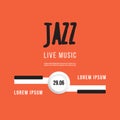 Jazz music festival, poster background template. Keyboard with music keys. Flyer Vector design Royalty Free Stock Photo