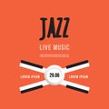 Jazz music festival, poster background template. Keyboard with music keys. Flyer Vector design Royalty Free Stock Photo