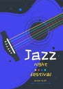 Jazz music festival poster design template with guitar Royalty Free Stock Photo