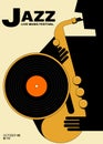 Jazz music festival poster template design background modern vintage retro style Royalty Free Stock Photo
