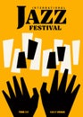 Jazz music festival poster template design background with piano keyboard modern vintage retro style Royalty Free Stock Photo