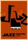 Jazz music festival poster template design background with piano and saxophone Royalty Free Stock Photo