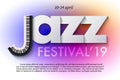 Jazz music festival poster template. Keyboard and paper letters on colorful background. Vector flyer or banner design. Royalty Free Stock Photo