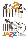 Jazz music isolated icons, piano and violin, orchestra Royalty Free Stock Photo