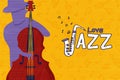 Love jazz music cartoon man cello instrument Royalty Free Stock Photo