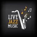 Jazz music party logo and badge design. Vector with graphic.