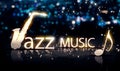 Jazz Music Saxophone Silver City Bokeh Star Shine Blue 3D Royalty Free Stock Photo