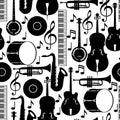 Jazz music seamless pattern with musical instruments Royalty Free Stock Photo