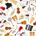 Jazz musical instruments seamless pattern