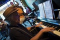 Jazz musician playing the piano at the Spotted Cat Music Club in the city of New Orleans, Louisiana Royalty Free Stock Photo