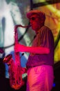 Jazz musician playing the saxophone