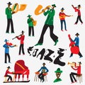 Jazz musicians - cartoons set