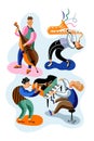 Jazz musicians flat vector characters set Royalty Free Stock Photo