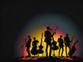 Jazz musicians on stage with colorful background