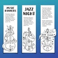 Jazz night hand drawn vector banners template set
