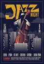 Jazz night party or live concert or live music event flyer template. Jazz music poster concept. Vector illustration