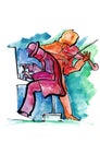 Jazz pianist and violinist Royalty Free Stock Photo