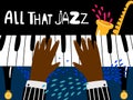 Jazz piano poster. Blues and jazz rhythm musical art festival vector background