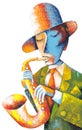Jazz player. Art Painting Illustrations