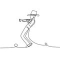 Jazz player with continuous line art drawing. A person playing a trumpet Royalty Free Stock Photo