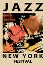 Jazz poster with guitar player in New York, Brooklyn