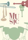 Jazz Poster. Set of musical instruments typical of jazz music Royalty Free Stock Photo