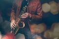 Jazz saxophone player Royalty Free Stock Photo