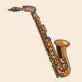 Jazz saxophone sketch colorful vintage