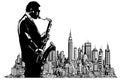 Jazz saxophonist in New York Royalty Free Stock Photo