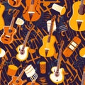 Jazz seamless pattern - musical instruments creating a background pattern design Royalty Free Stock Photo