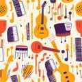 Jazz seamless pattern - musical instruments creating a background pattern design Royalty Free Stock Photo