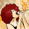 Jazz singer on grunge background