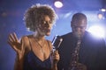 Jazz Singer And Saxophonist In Performance Royalty Free Stock Photo