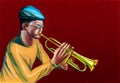 Jazz trumpet player Royalty Free Stock Photo