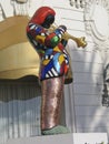 Jazz trumpeter Miles Davis mosaic statue