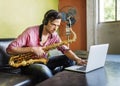 Jazzman Musical Artist Playing Saxophone Concept Royalty Free Stock Photo