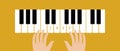 Jazzman Hands on Piano Keys, Flat Vector Stock Illustration with Piano Music as Jazz Music Concept Royalty Free Stock Photo