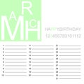 Birthday calendar march