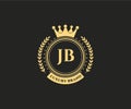 JB Initial Letter Gold calligraphic feminine floral hand drawn heraldic monogram antique vintage style luxury logo design Premium Royalty Free Stock Photo