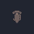 JB initial logo monogram with pillar style design for law firm and justice company