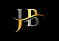 JB logo design. Initial JB letter logo vector. Swoosh letter JB logo design Royalty Free Stock Photo