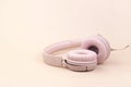 JBL T500 Pink wired headphones with deep bass. Royalty Free Stock Photo