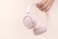 JBL T500 Pink wired headphones with deep bass. Royalty Free Stock Photo