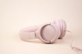 JBL T500 Pink wired headphones with deep bass. Royalty Free Stock Photo